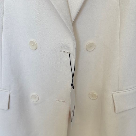 Zara Cream Double-Breasted Blazer - Picture 2 of 4